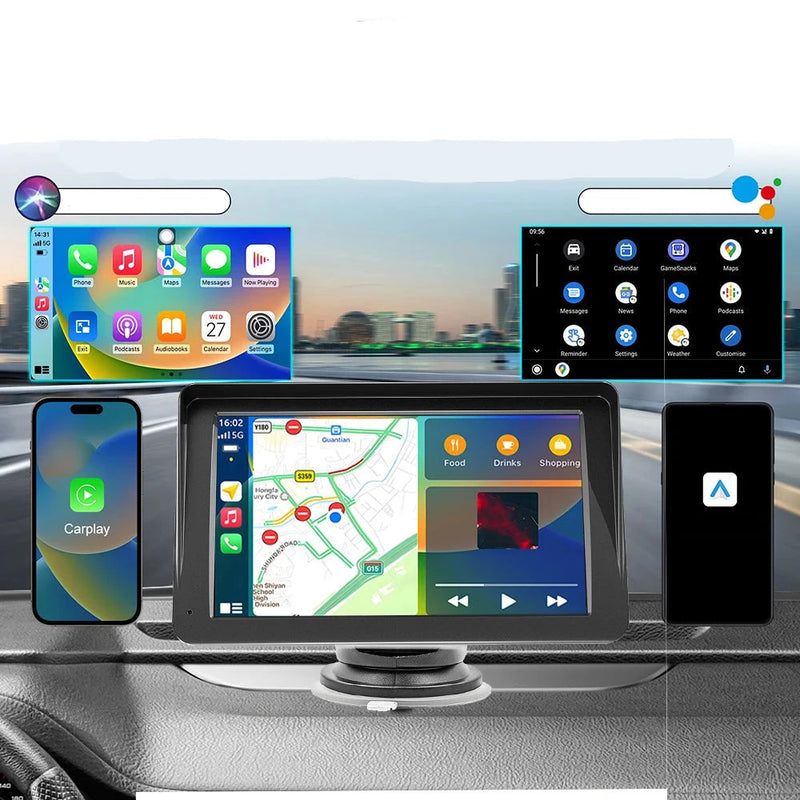 Kit Carplay Central Multimídia 7" + Câmera De Ré + Wi-Fi + Bluetooth