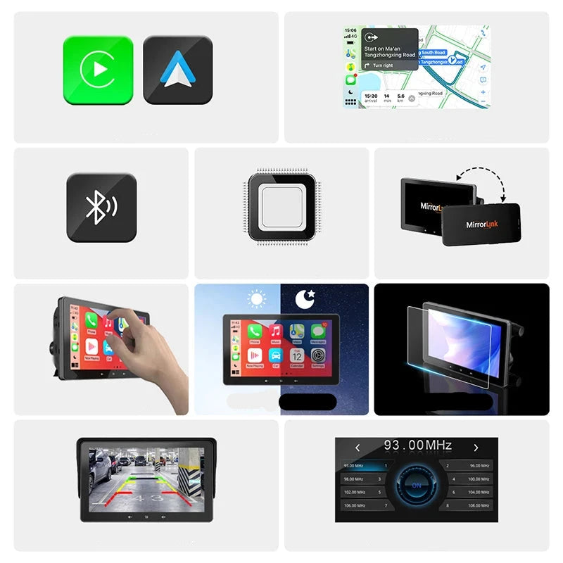 Kit Carplay Central Multimídia 7" + Câmera De Ré + Wi-Fi + Bluetooth