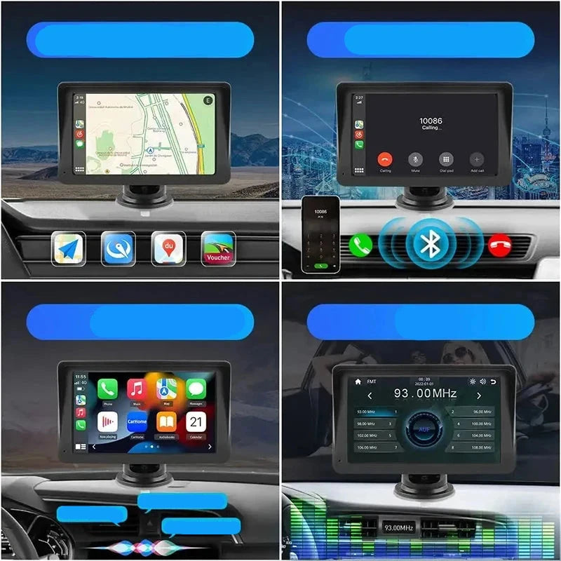 Kit Carplay Central Multimídia 7" + Câmera De Ré + Wi-Fi + Bluetooth