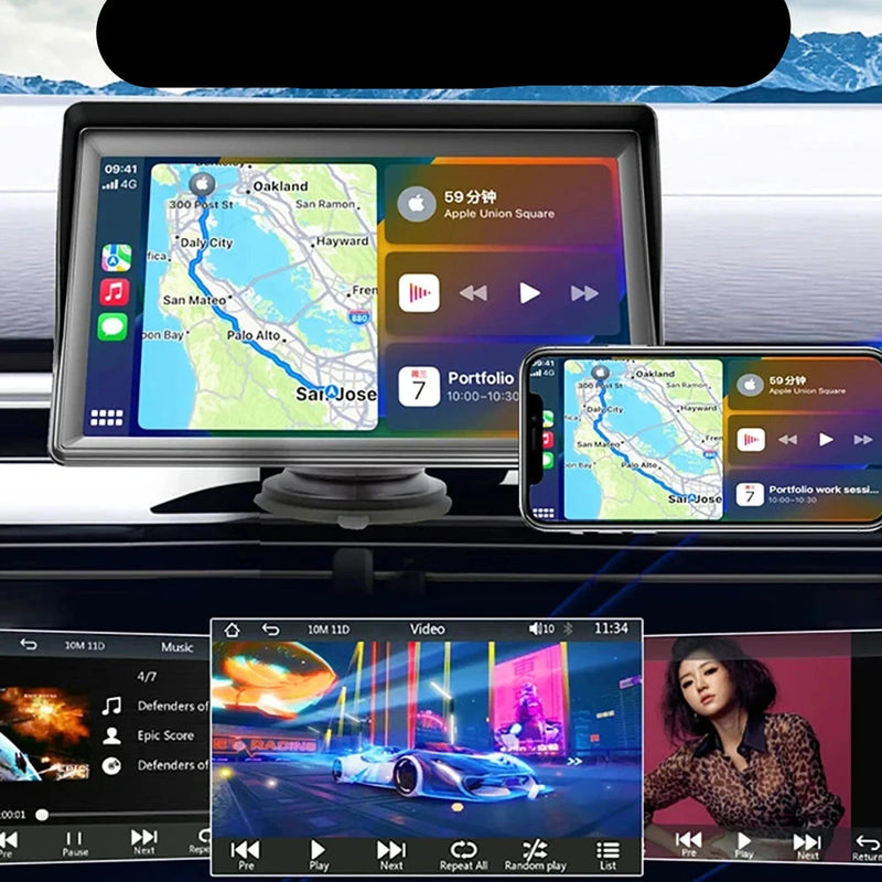 Kit Carplay Central Multimídia 7" + Câmera De Ré + Wi-Fi + Bluetooth