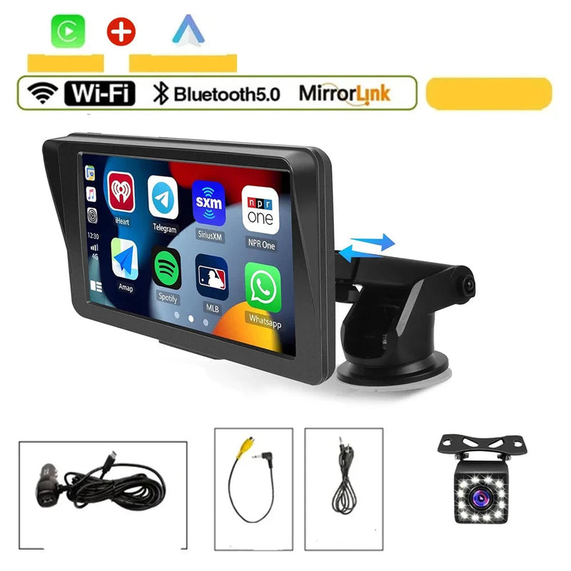 Kit Carplay Central Multimídia 7" + Câmera De Ré + Wi-Fi + Bluetooth