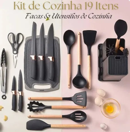 Kit Completo Jogo Utensílios de Cozinha 19 Peças