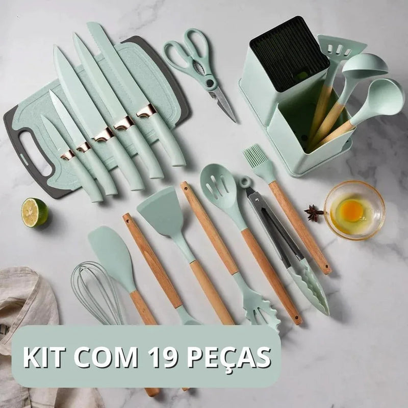 Kit Completo Jogo Utensílios de Cozinha 19 Peças