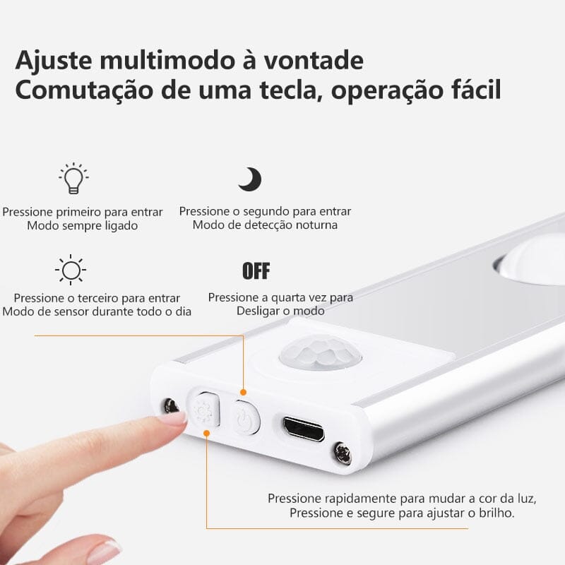 Luminária de Gabinete com Sensor de Movimento